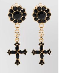 Dolce & Gabbana - Rhinestone Cross Drop Earrings - Lyst