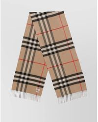 Burberry - Check Motif Cashmere Scarf With Fringed Edges - Lyst