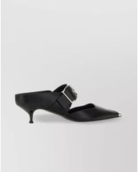 McQueen - Leather Buckled Mules - Lyst