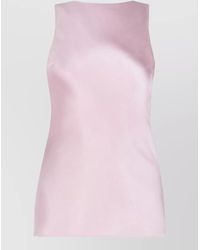 Nina Ricci - Silk Satin Draped Sleeveless Halterneck Blouse - Lyst