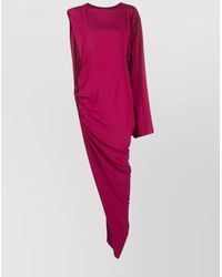 Rick Owens - Silk Blend Draped Asymmetric One-Shoulder Cutout Midi Dress - Lyst