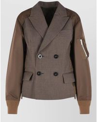Sacai - Wool Blend Blazer Double Breasted Design - Lyst