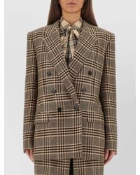 Saint Laurent - Double-Breasted Check Pattern Jacket - Lyst