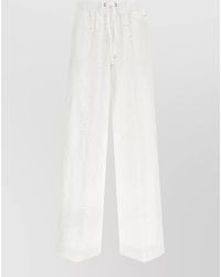 Herno - Cotton Broderie Anglaise Wide-Leg Trousers - Lyst