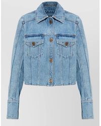Balmain - Denim Cropped Jacket - Lyst