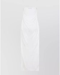 Jacquemus - Draped Midi Dress Textured Spaghetti Straps Slit - Lyst