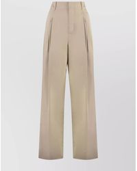 Bottega Veneta - Silk Wide-Leg Pleated Trousers - Lyst