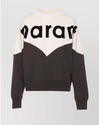 Isabel Marant - Cotton Blend Two Tone Logo Print Crew Neck Sweatshirt - Lyst