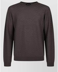 Giorgio Armani - Crew Neck Long Sleeve Textured Knit Top - Lyst