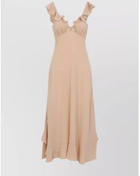 Chloé - Long Silk Dress With Flared Skirt And Ruffled Straps - Lyst