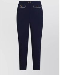 Elisabetta Franchi - Tailored Trousers With Button Detailing And Contrast Piping - Lyst