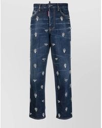 DSquared² - Crystal-Embellished High-Rise Straight-Leg Cropped Jeans - Lyst