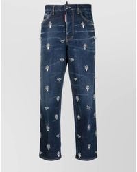 DSquared² - Crystal-Embellished High-Rise Straight-Leg Cropped Jeans - Lyst