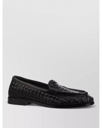 Bottega Veneta - Round Toe Woven Leather Lace Up Shoes - Lyst
