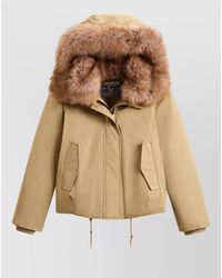 Woolrich - Cotton Faux Fur Trim Hooded Puffer Jacket - Lyst