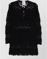 Semicouture - Alvina Cotton Dress Lace Knit Mini - Lyst
