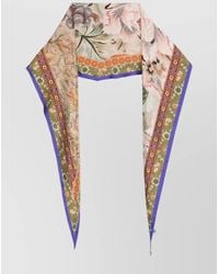 Pierre Louis Mascia - Floral Pattern Silk Scarf With Fringed Edges - Lyst
