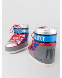 Moon Boot - Leather Icon Low Space Racing Ankle Boots - Lyst