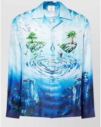 CASABLANCA - Silk Printed Camp Collar Long-Sleeve Shirt - Lyst