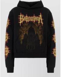 Balenciaga - Cotton Sweatshirt Graphic Print Hooded Design - Lyst