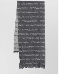 Emporio Armani - Fringed Edge Wool Blend Scarf - Lyst