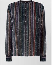 Missoni - Long Sleeve Sequin Striped Round Neck Top - Lyst