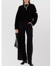 MM6 by Maison Margiela - Cropped Chunky Knit Sweater With Crew Neck - Lyst