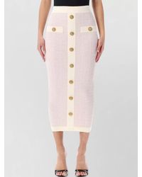 Balmain - Tweed Buttoned Midi Skirt - Lyst