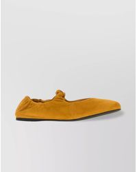 Miu Miu - Suede Ballerinas With Flat Sole And Ruched Detailing - Lyst