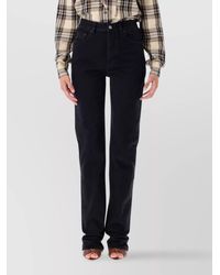 Saint Laurent - Denim High-Rise Slim Straight-Leg Trousers - Lyst