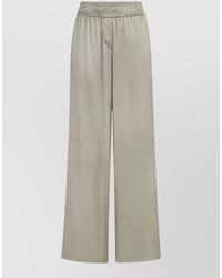 Brunello Cucinelli - Silk Satin Wide-Leg Trousers - Lyst