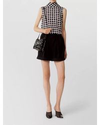 Lanvin - Silk Checked Sleeveless Knotted Blouse - Lyst