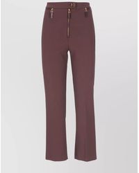 Elisabetta Franchi - Cropped Trousers With Front Zippers And Belt Loops - Lyst