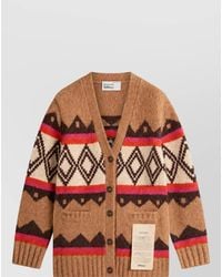 Ballantyne - Wool Jacquard V-Neck Cardigan - Lyst