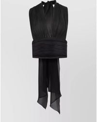 Nina Ricci - Silk V-Neck Bow-Detail Halterneck Blouse - Lyst
