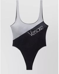 Versace - Two Tone Swimsuit High Cut Leg Scoop - Lyst