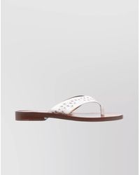 Chloé - Leather Floral-Embroidered Thong Sandals - Lyst