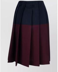 Miu Miu - Block Pattern High Waist Knee-Length Pleated Skirt - Lyst