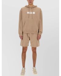 MSGM - Hooded Sweatshirt With Kangaroo Pocket And Ribbed Finish - Lyst