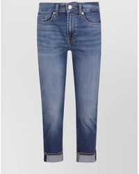 7 For All Mankind - Denim Mid-Rise Cropped Skinny Jeans - Lyst