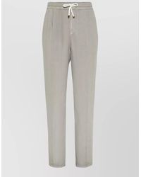 Brunello Cucinelli - Linen Tapered Drawstring Track Pants - Lyst