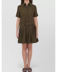 Loewe - Pleated Belted Mini Shirt Dress - Lyst