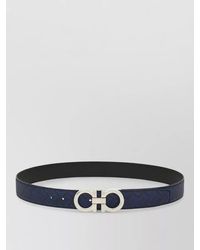 Ferragamo - Gancini Reversible Textured Calf Leather Belt - Lyst
