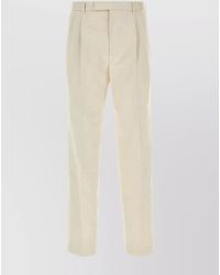 Gucci - Cotton Pleated Trousers With Belt Loops And Button Pockets - Lyst