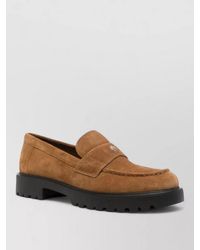 Tory Burch - Round Toe Lug Loafer Rubber Sole Suede - Lyst