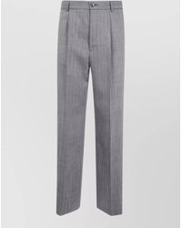 Dries Van Noten - Wool Herringbone Pleated Wide-Leg Tailored Trousers - Lyst