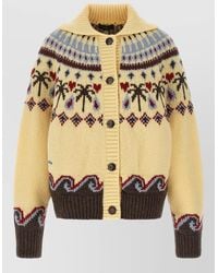 Alanui - Winter Cardigan Collar Detail Patterned Knit - Lyst