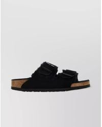 Birkenstock - Open Toe Flat Sandals With Fur Texture And Contrast - Lyst