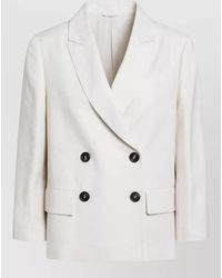 Brunello Cucinelli - Ivory Fluid Twill Jacket - Lyst