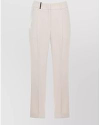 Peserico - Straight Trousers Belt Loops Pleats Elastic Waistband - Lyst